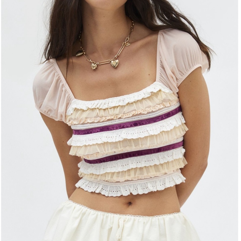 NWT UO Kimchi Blue Liliana Ruffle Top